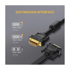 UGREEN 2M DVI-D 24+1 Dual Link Male to Male Digital Video Cable Gold Plated With Ferrite Core Support 2560x1600 For Gaming, DVD, Laptop, HDTV and Projector (11604)