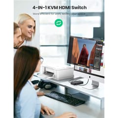 UGREEN 4 In 1 Out 4K@60Hz HDMI 2.0 KVM Switch Box, Keyboard Mouse Printer Monitor Sharing Selector with USB Hub for Laptop Desktop PS4 Xbox One etc(70439)