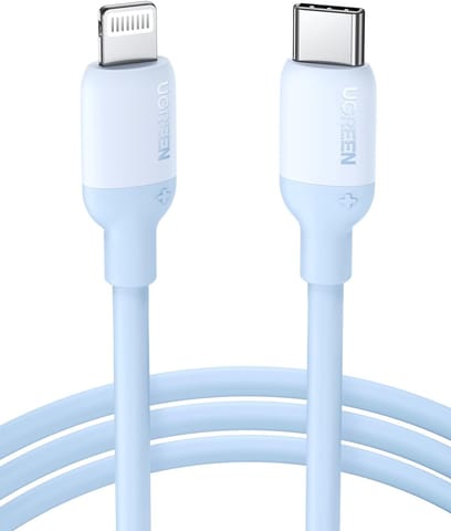 UGREEN 1m USB-C to Lightning Cable MFi-Certified, PD Charging Cable Silica Gel Compatible with iPhone 13 iPhone SE 3 iPhone 12 iPhone 11 iPad 2021 AirPods Pro AirPods etc., Blue (20313)