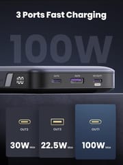 UGREEN 100W 20000mAh Power Bank, Nexode Portable Charger USB C 3-Port PD3.0 Battery Pack Digital Display, Compatible With MacBook Pro, Laptop, iPhone 15/14/13/12 Series, Samsung, AirPods, and More (25188)