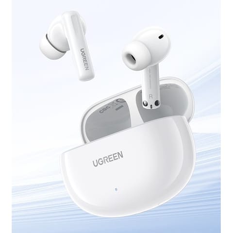 Ugreen Bluetooth V5.3 HiTune T6 Hybrid Active Noise Canceling Earbuds 30H ব্যাটারি 48dB হোয়াইট (15158)